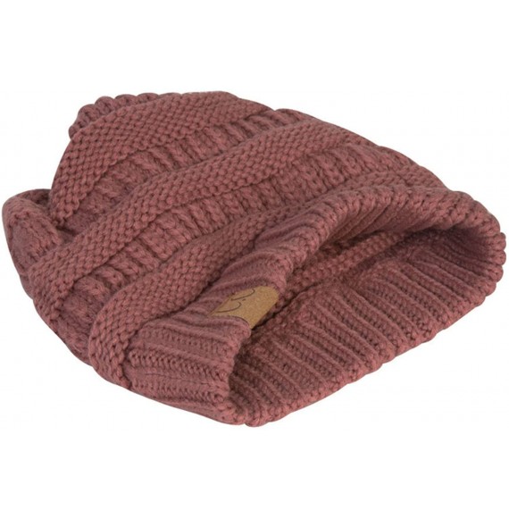 Skullies & Beanies Thick Knit Soft Stretch Beanie Cap - Indie Pink - CX11PKNG0UX