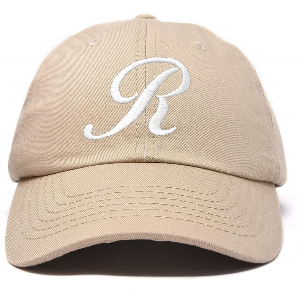 Baseball Caps Initial Hat Letter R Womens Baseball Cap Monogram Cursive Embroider - Khaki - C118TYI4XR8