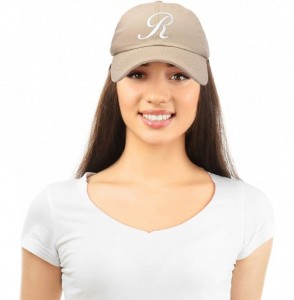 Baseball Caps Initial Hat Letter R Womens Baseball Cap Monogram Cursive Embroider - Khaki - C118TYI4XR8