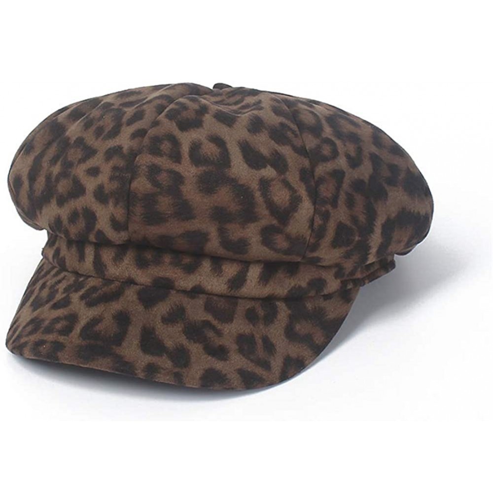 Newsboy Caps Men Women Leopard Art Fashion Trendy Design Newsboy Cap Golf Cabbie Gatsby Beret Hat - Coffee - C418M4NWOCN