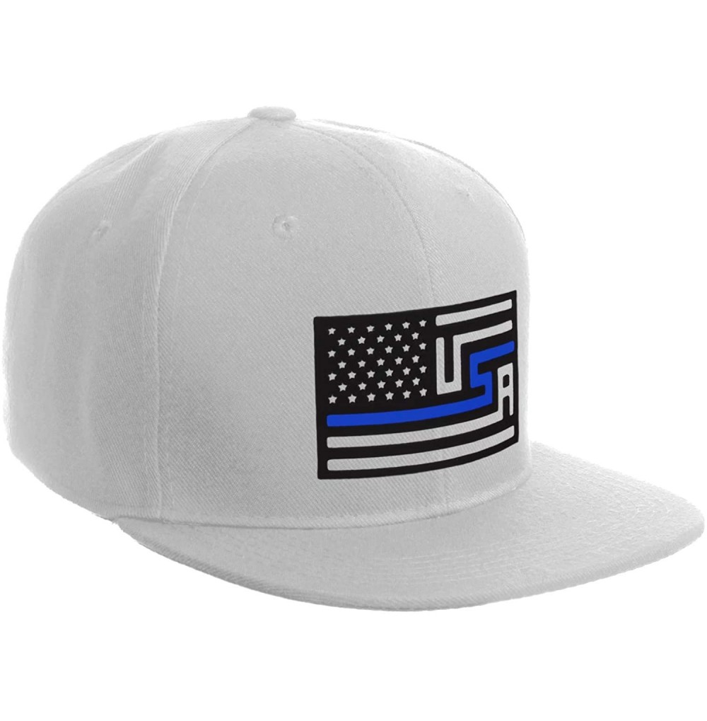 Baseball Caps USA Redesign Flag Thin Blue Red Line Support American Servicemen Snapback Hat - Thin Blue Line - White Cap - C7...