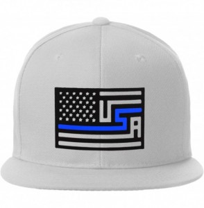 Baseball Caps USA Redesign Flag Thin Blue Red Line Support American Servicemen Snapback Hat - Thin Blue Line - White Cap - C7...