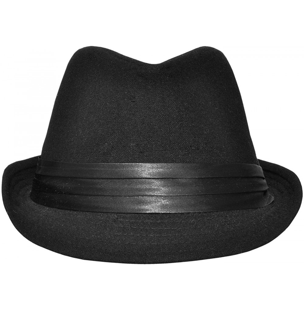Fedoras Unisex Women Men Short Brim Structured Gangster Manhattan Trilby Fedora Hat - Black - C31866CS2G2