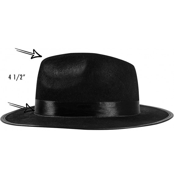 Fedoras Black Fedora Felt Gangster Hat - Gentlemen Hats - Mobster Costume Accessory (2 Pack - Black & White) - CO12N4SVZ0L