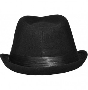 Fedoras Unisex Women Men Short Brim Structured Gangster Manhattan Trilby Fedora Hat - Black - C31866CS2G2