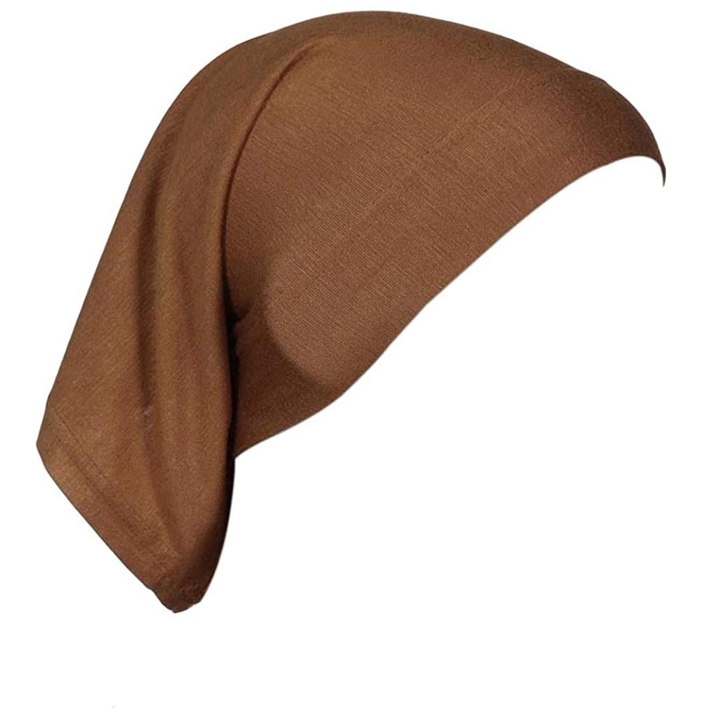 Skullies & Beanies Women's Hijab Cap Under Scarf Bone Bonnet Head Wrap Cover - Brown - CU120UV0R8F
