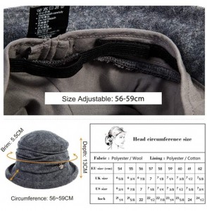 Bucket Hats Women Winter Wool Bucket Hat 1920s Vintage Cloche Bowler Hat with Bow/Flower Accent - 16060black - CE18Y6I77AX
