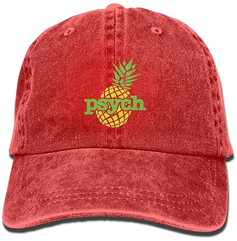 Baseball Caps Buecoutes Psych Pineapple Vintage Cowboy Baseball Caps Trucker Hats Natural - Red - CG18DIG56DR