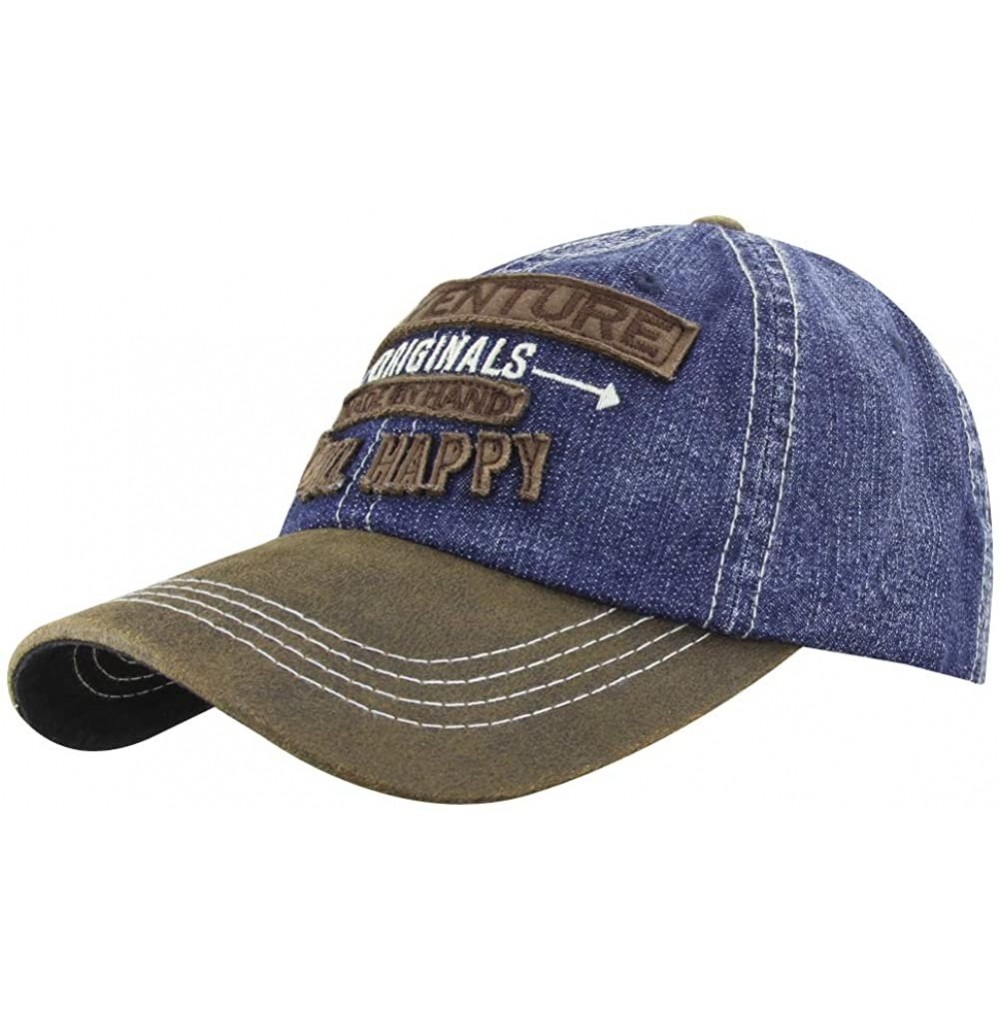 Baseball Caps Mens Distressed Vintage Denim Dry Baseball Snapback Trucker Hat - Blue 239 - C318QNA5QS3