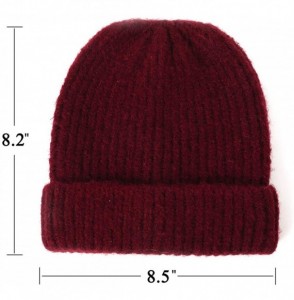 Skullies & Beanies Unisex Thick Warm Beanie - Knit Winter Hat - Wine Red - C318UQ40H4S