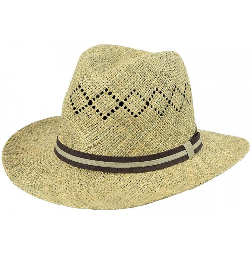 Fedoras Men's Vented Outback Linenweave Fedora Hat - Natural - CY127F3RDMT