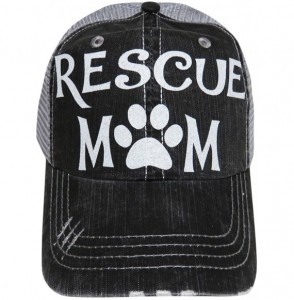 Baseball Caps White Glitter Rescue Mom Grey Trucker Baseball Cap Pet Animal Dog Cat - CC12MXD0ZE8
