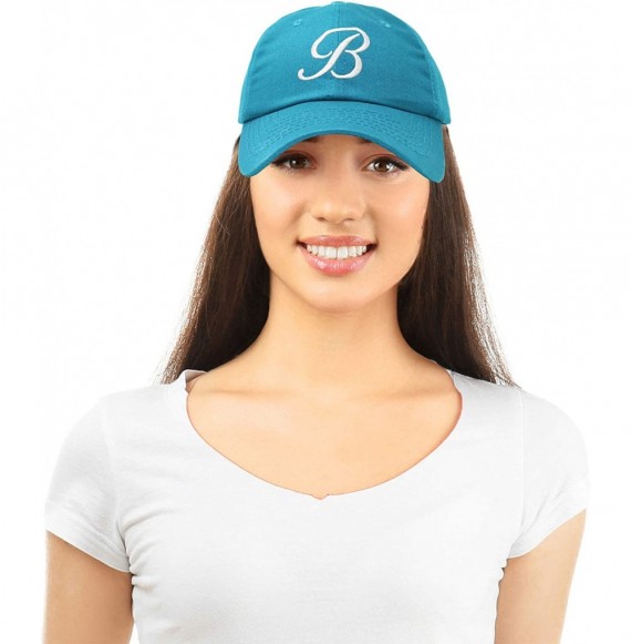 Baseball Caps Initial Hat Letter B Womens Baseball Cap Monogram Cursive Embroidered - Teal - CS18TXTSA9Y
