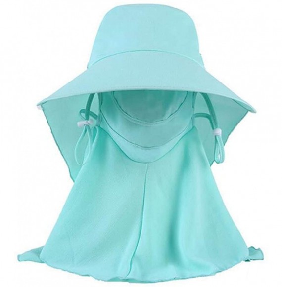 Sun Hats Adjustable Outdoor Protection Foldable Ponytail - Green - CP197WZAIQS