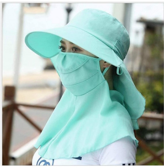 Sun Hats Adjustable Outdoor Protection Foldable Ponytail - Green - CP197WZAIQS