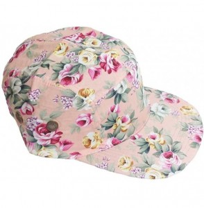 Sun Hats Floral Flowers Snapback Flat Bill Cotton Cap Black Navy Pink - Pink - CO11XMP8TBT