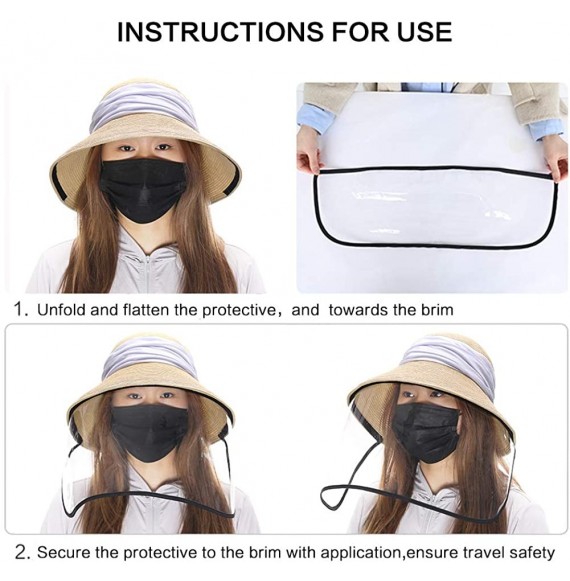 Bucket Hats Womens UPF50 Cotton Packable Sun Hats w/Chin Cord Wide Brim Stylish 54-60CM - 69055_beige(with Face Shield)b - CB...