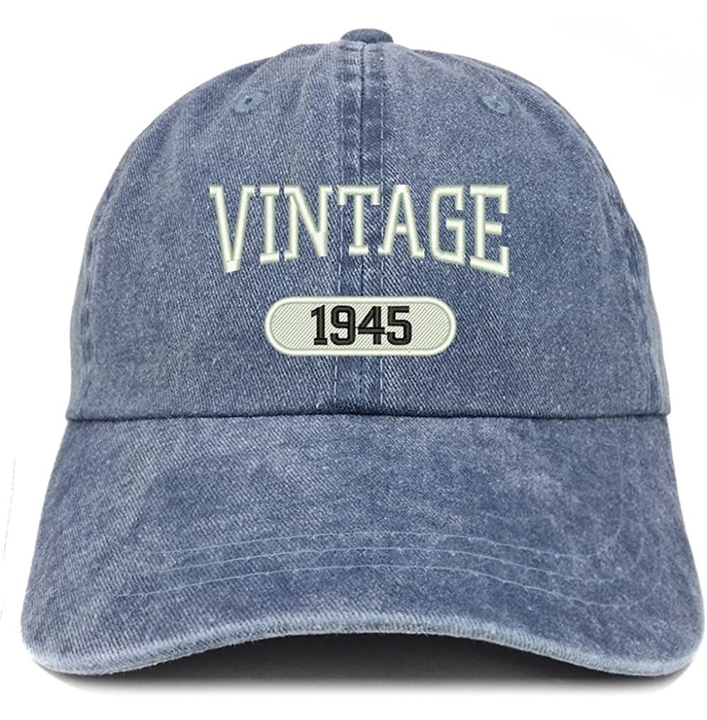 Baseball Caps Vintage 1945 Embroidered 75th Birthday Soft Crown Washed Cotton Cap - Navy - CE180WWDMRT