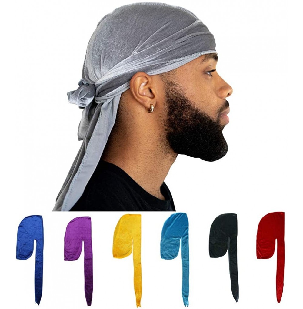Baseball Caps Velvet Durag 360 Waves Extra Long Straps for Men - Silver - C218AUS7REI