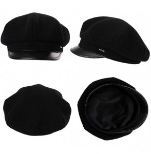 Newsboy Caps Fashion Newsboy Cap Womens Fisherman Greek Hat Satin Lined Winter Fall 55-60CM - 99093_black - C818K52XSAS