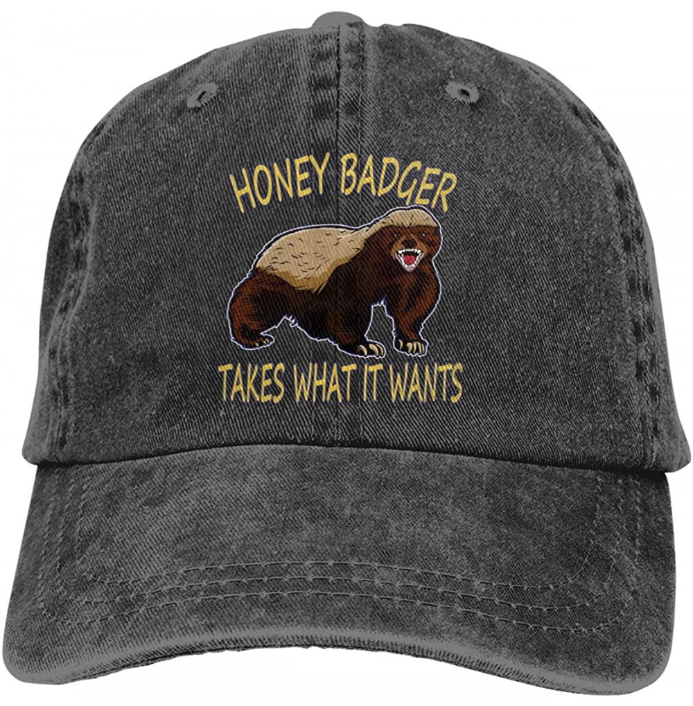 Baseball Caps Men's & Women's Baseball Cap Vintage Washed Adjustable Funny Dad Hat - Honey Badger Takes What It Wants - Black...