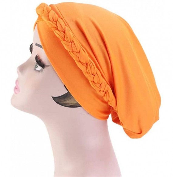 Skullies & Beanies Chemo Cancer Turbans Cap Twisted Braid Hair Cover Wrap Turban Headwear for Women - Single Braid a Yellow -...