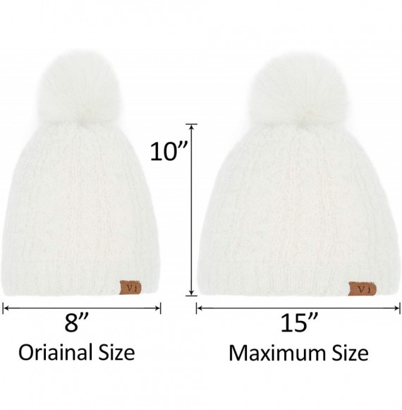 Skullies & Beanies Womens Winter Hat Slouchy Warm Beanie Hats Faux Fur Pompom Chunky Baggy Ski Cap with Fleece Lined for Wome...