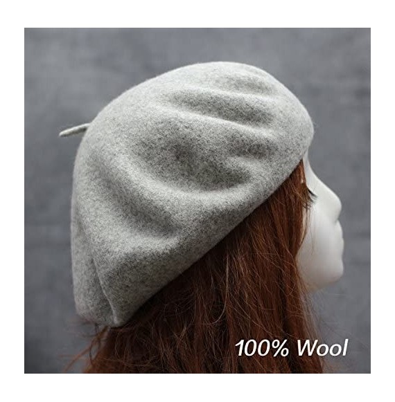 Berets 100% Wool French Style Casual Classic Solid Color Wool Beret Hat Cap - Coffe - C312NGEBGZU
