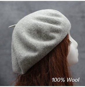 Berets 100% Wool French Style Casual Classic Solid Color Wool Beret Hat Cap - Coffe - C312NGEBGZU