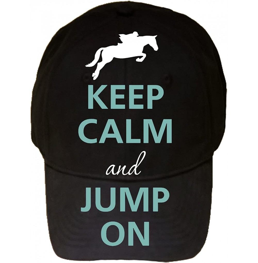 Baseball Caps Keep Calm and Jump on Jockey and Horse Black 100% Cotton Adjustable Cap Hat - CT11GPBUIL1