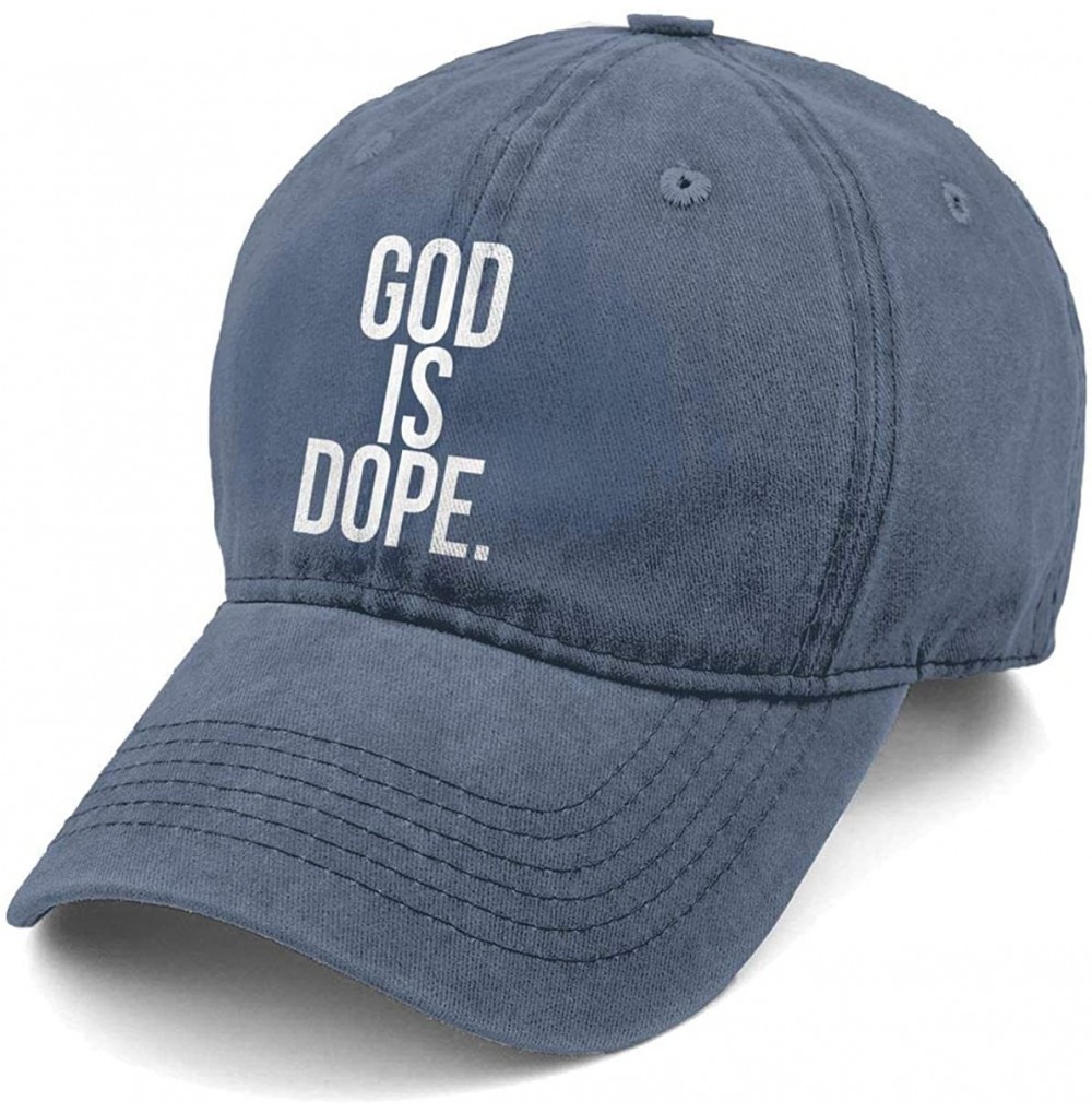Baseball Caps God is Dope New Men and Women Adult Comfort Adjustable Denim Hat Truck Baseball Cap - Navy - C418M66Q7TK