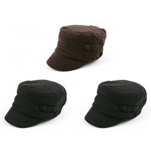 Newsboy Caps Women's Military Cadet Style Winter Hat P241 - 3 Pcs Blk+blk+brn - CH11SED3M89