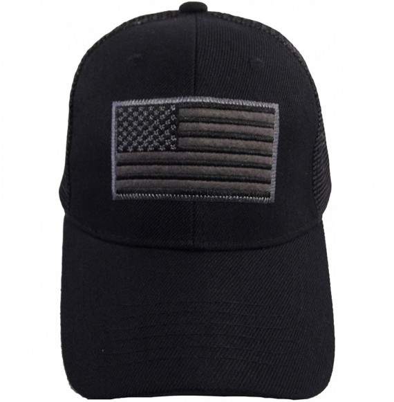 Baseball Caps US American Flag Patch Tactical Style Mesh Trucker Baseball Cap Hat - Black - CW12HUHS829