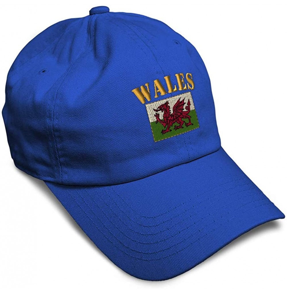 Baseball Caps Soft Baseball Cap Wales Flag Embroidery Dad Hats for Men & Women Buckle Closure - Royal Blue - C418YSU5TW3