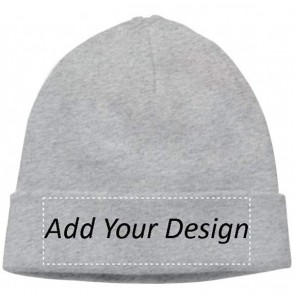 Skullies & Beanies Custom Hat Wool Cuffed Plain Beanie Warm Winter Knit Hats Skull Cap DIY Hat - Light Grey - CD18LXX93YE