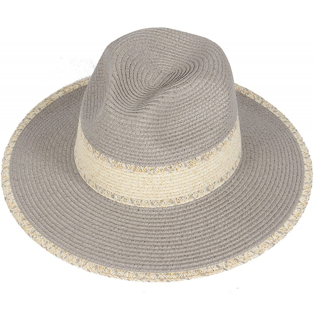Sun Hats Beach Sun Hats for Women Large Sized Paper Straw Wide Brim Summer Panama Fedora - Sun Protection - CW18RG30ZHY