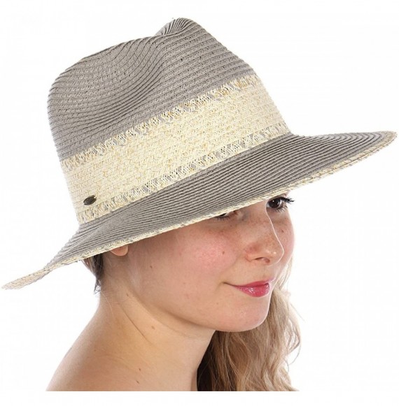 Sun Hats Beach Sun Hats for Women Large Sized Paper Straw Wide Brim Summer Panama Fedora - Sun Protection - CW18RG30ZHY