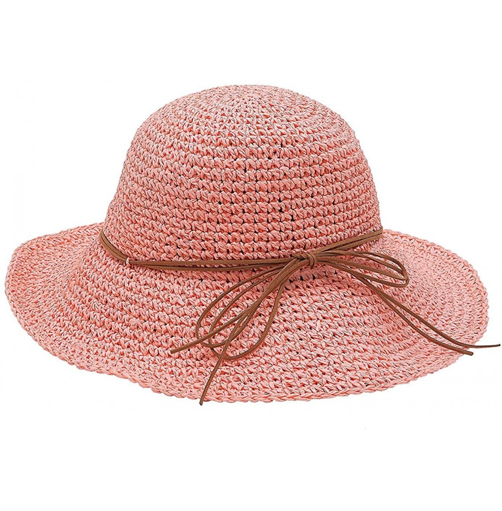 Sun Hats Women's Wide Brim Caps Foldable Fashion Summer Beach Sun Straw Hats - Baby Pink - CH12IDG2JOT