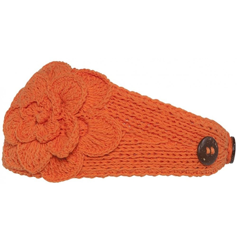 Cold Weather Headbands Womens Headwrap Flower Headband w/Button - Orange - CK115O2UNRV