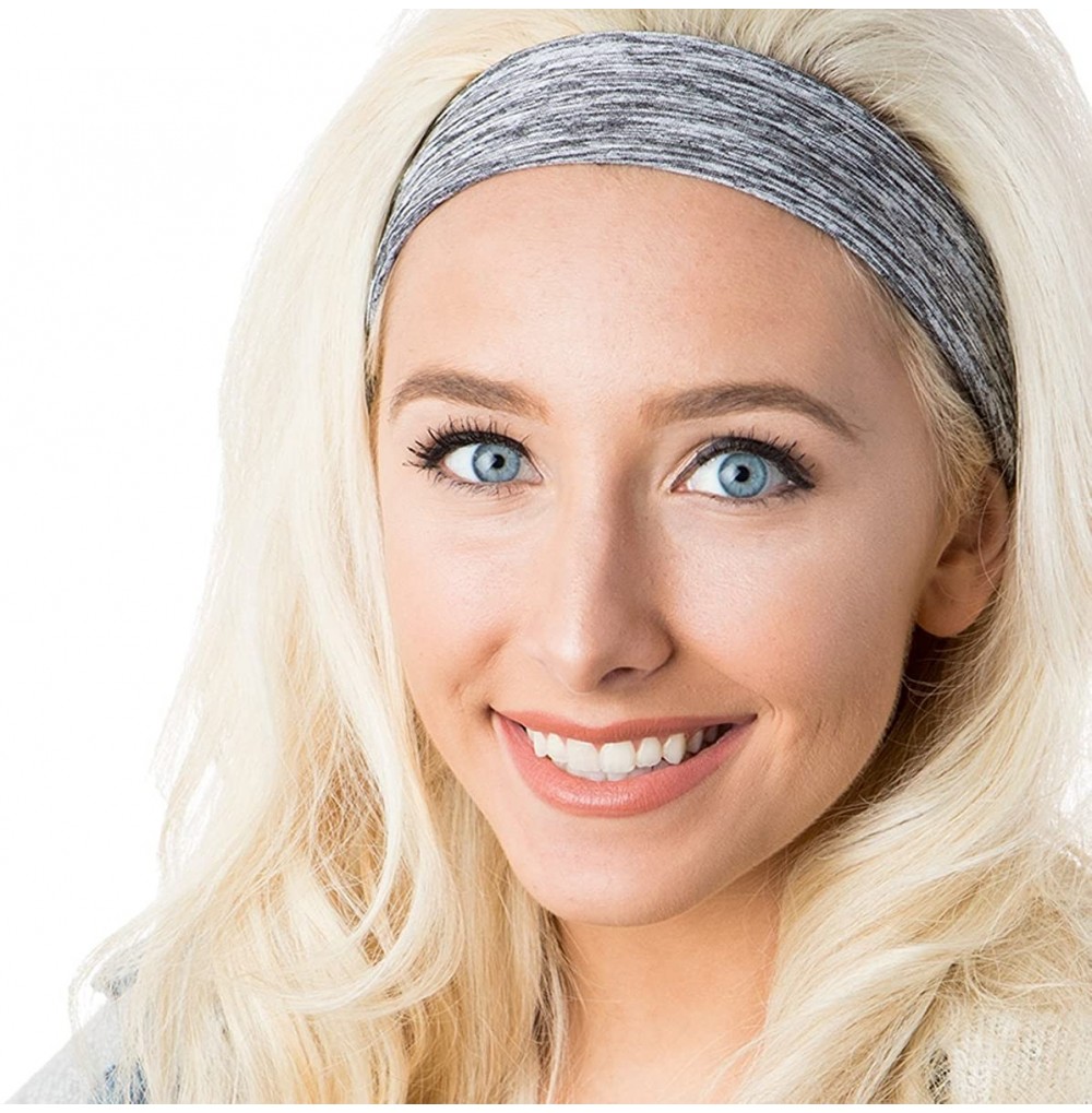 Headbands Adjustable & Stretchy Space Dye Xflex Wide Headbands for Women Girls & Teens - Heather Grey Xflex Band - C212O4TTAQ6