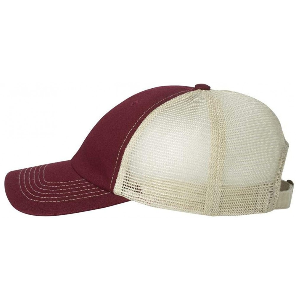 Baseball Caps Headwear 3100 Contrast Stitch Mesh Cap - Maroon/Stone - C612D98LRKN