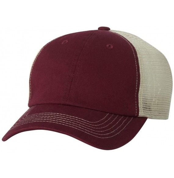 Baseball Caps Headwear 3100 Contrast Stitch Mesh Cap - Maroon/Stone - C612D98LRKN