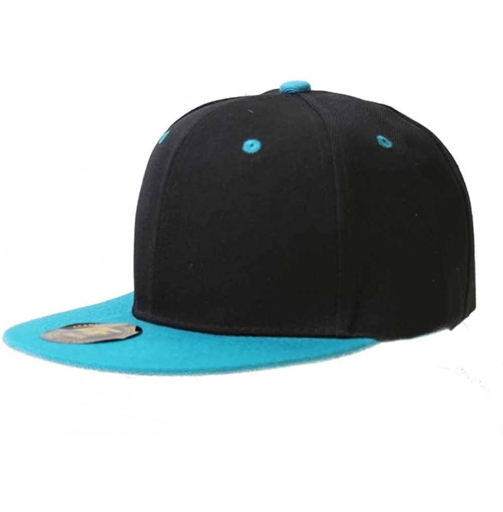 Baseball Caps New Two Tone Snapback Hat Cap - Black Turquoise - CH11B5O2JC9
