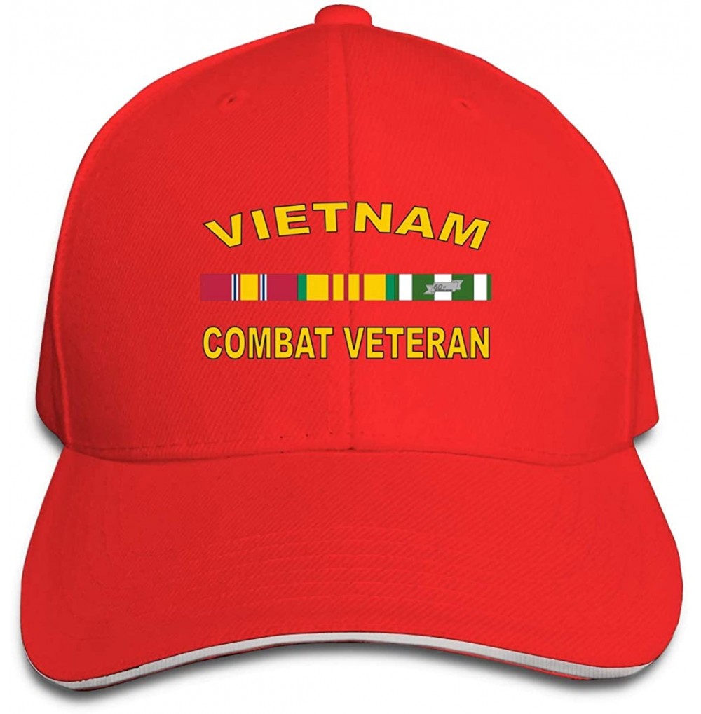 Baseball Caps Vietnam Combat Veteran Adjustable Hat Baseball Cap Sandwich Cap - Red - CN18TT0EISO