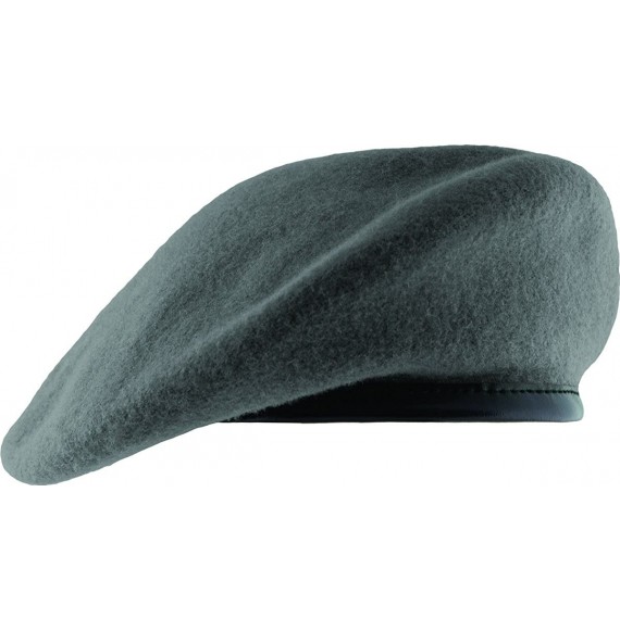 Berets Unlined Beret with Leather Sweatband - Gray - CR11WV9UQLN