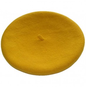 Berets Women's Warm Wool Winter Hats Beret French Style Beanie Hat Ski Cap - Yellow - C211OPO05XB
