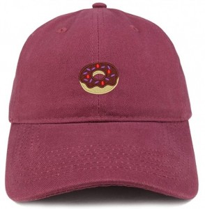 Baseball Caps Donut Embroidered Soft Crown 100% Brushed Cotton Cap - Maroon - CD18SR0K8GY
