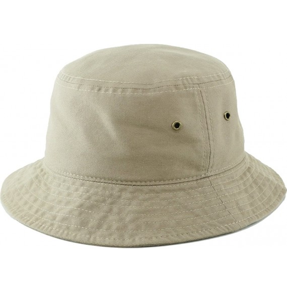 Bucket Hats Unisex Washed Cotton Bucket Hat Summer Outdoor Cap - (1. Bucket Classic) Khaki - C718HZZCU7C