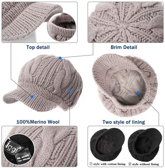 Skullies & Beanies Womens Knit Visor Beanie Newsboy Cap Winter Warm Hat Cold Snow Weather Girl 55-60cm - 10120-brown - C618KM...