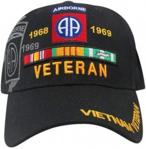 Baseball Caps US Army 82nd Airborne Vietnam Veteran Baseball Cap- Black- One Size - CA1208DZOER